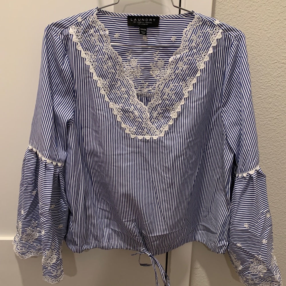 Laundry by Shelli Segal floral stripes top